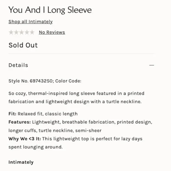 Intimately You and I Long Sleeve - Size Small in Rosie Pink - Picture 7 of 8